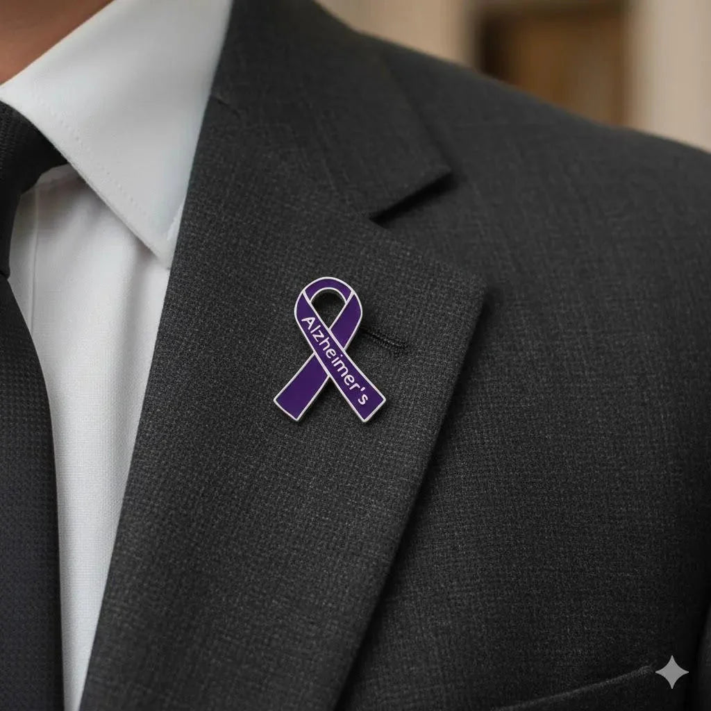 1/10/25/100 Bulk Alzheimer's Awareness Ribbon Pins