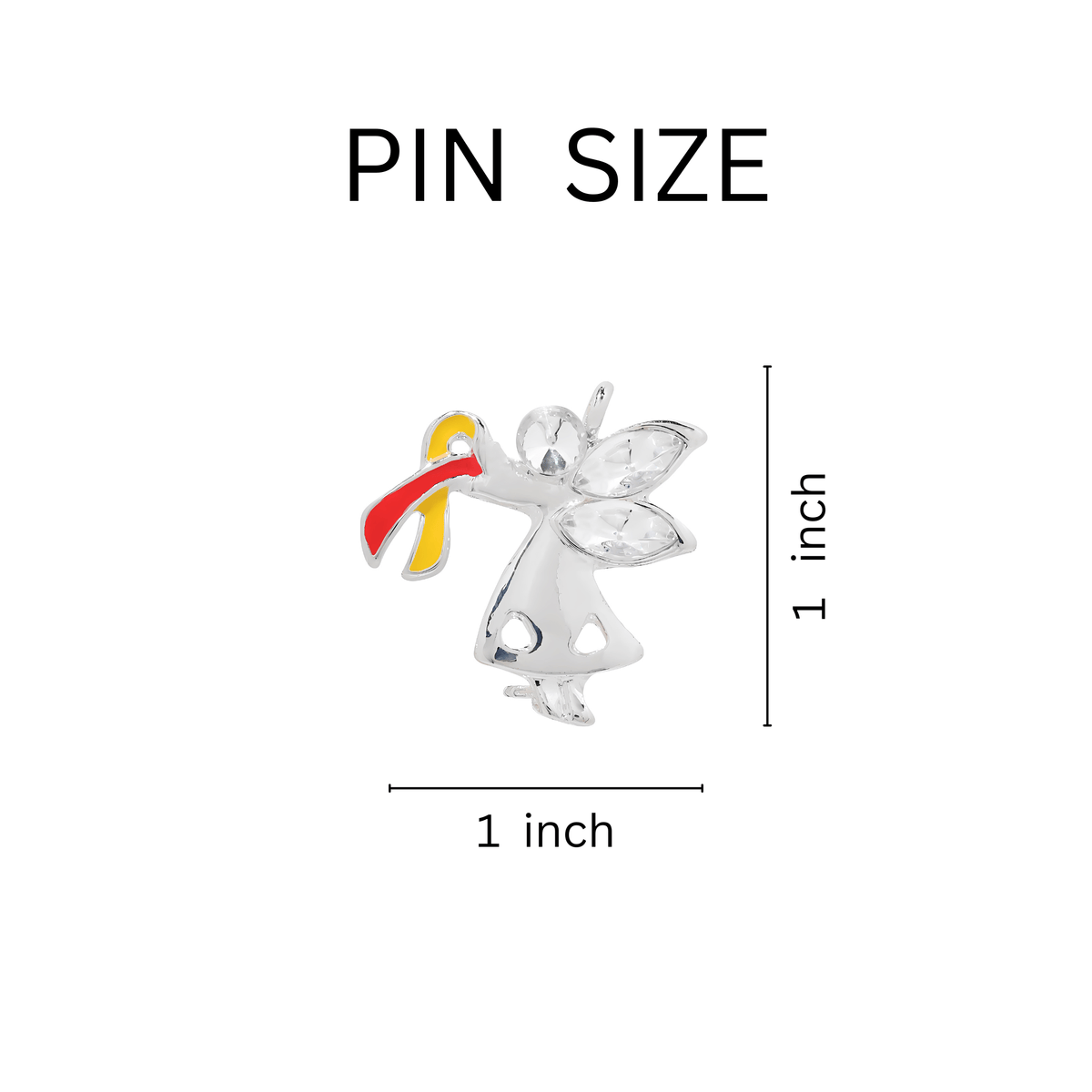 1/10/25/100 Bulk Angel By My Side Red & Yellow Ribbon Pins