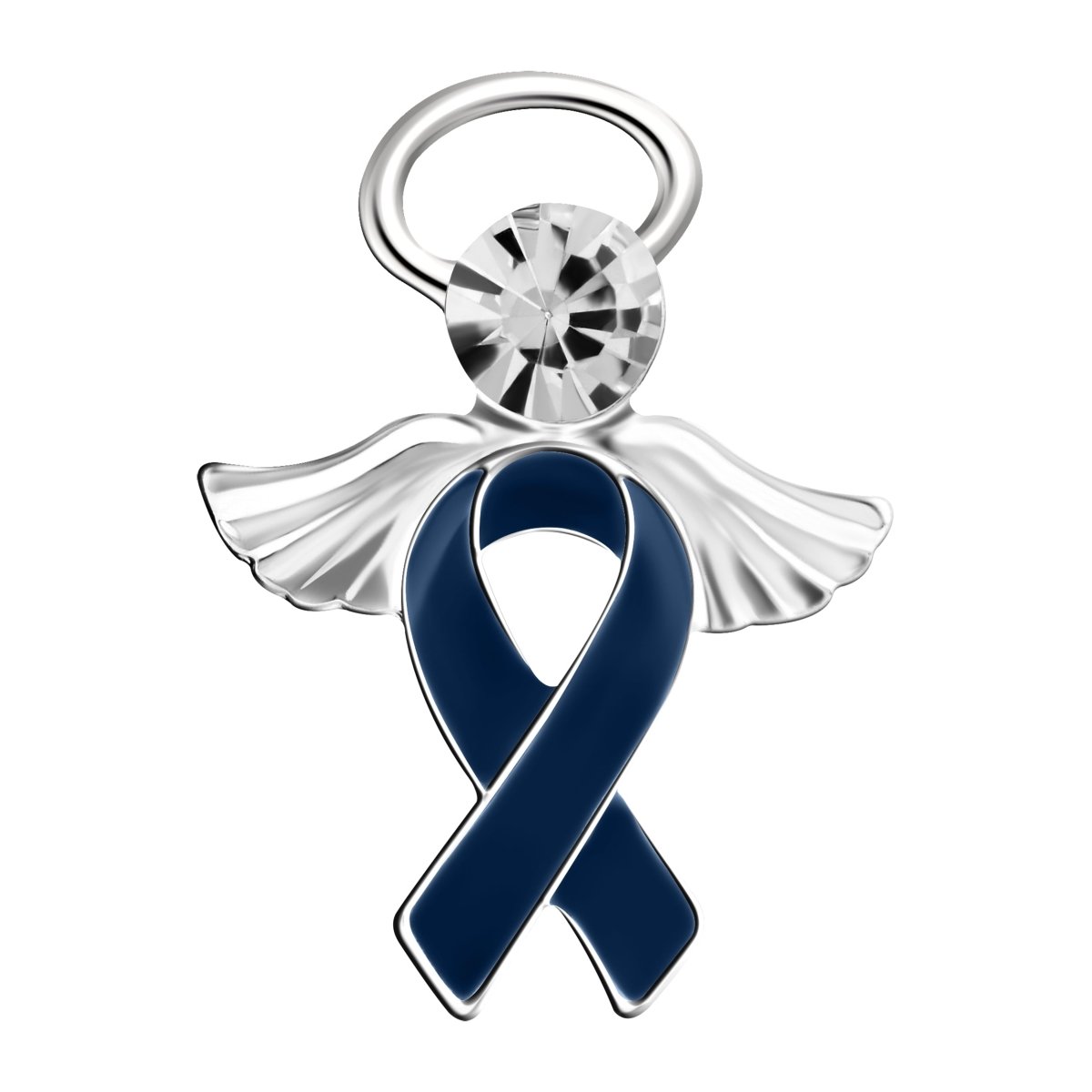 1/10/25/100 Bulk Angel Dark Blue Ribbon Awareness Pins
