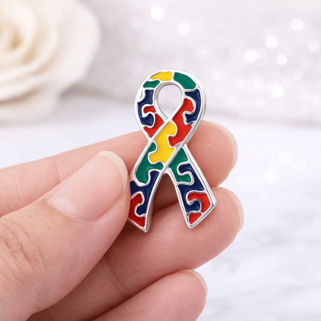 1/10/25/100 Bulk Large Autism Awareness Ribbon Flat Pins