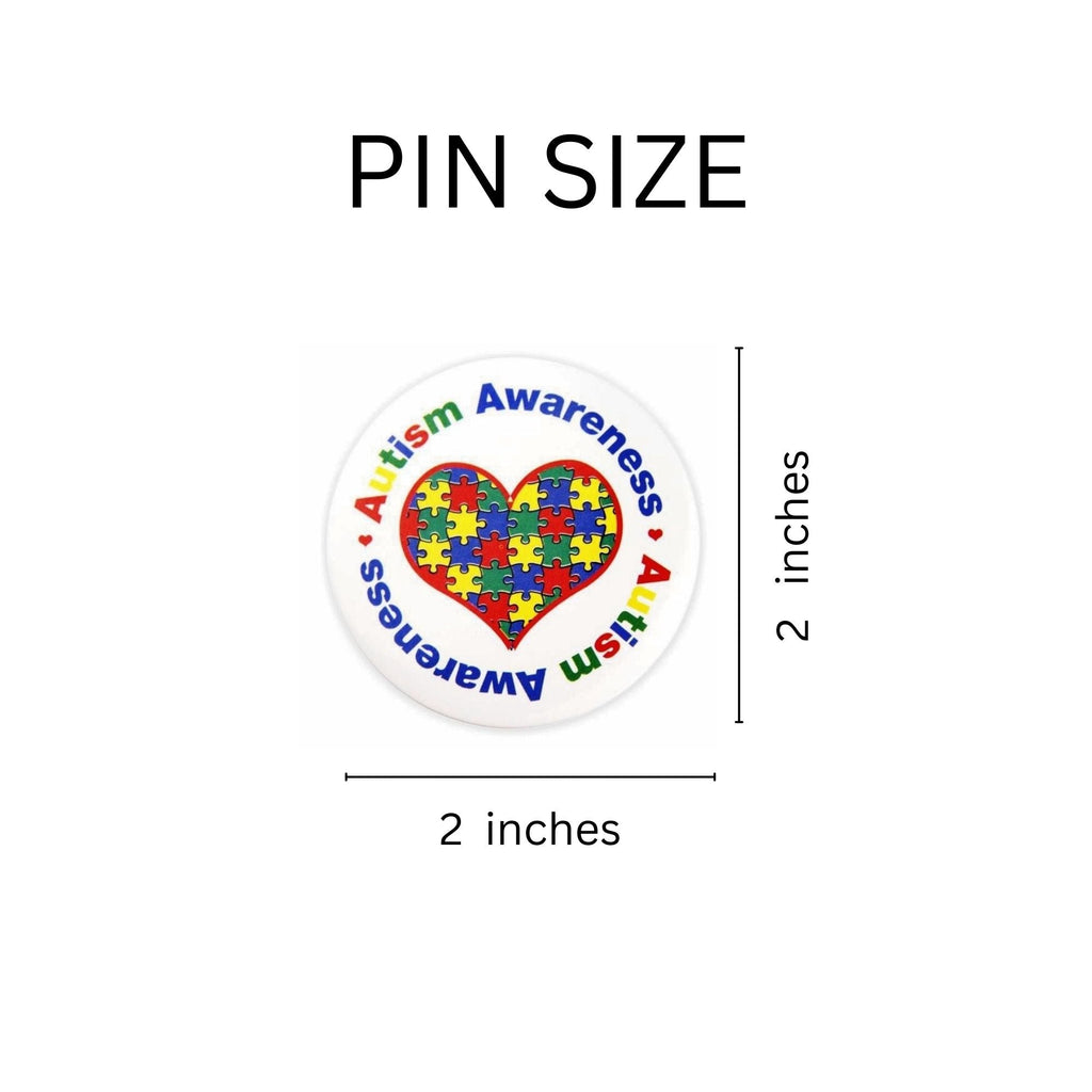 5/10/25/100 Bulk Autism Puzzle Filled Heart Button Pins