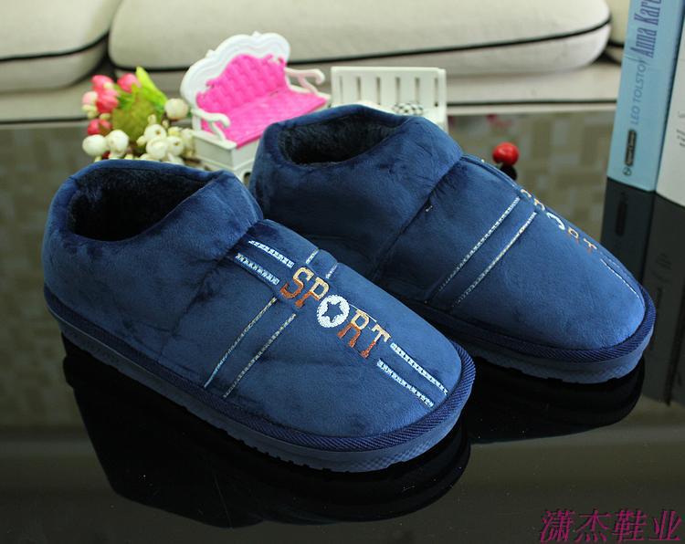 Winter Men's Extra Large Cotton Slippers for Home Use