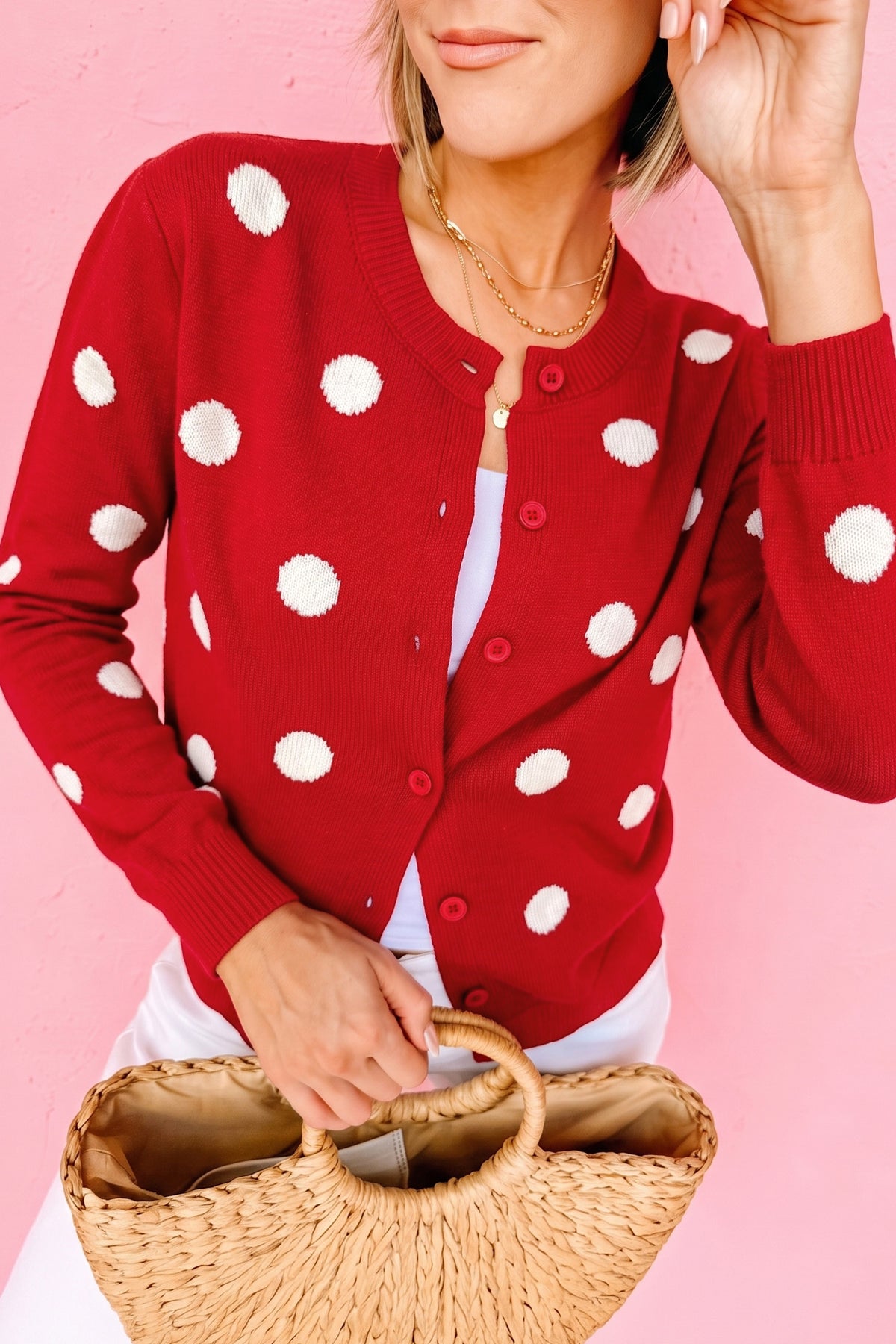 Casual Polka Dot Sweater Cardigan