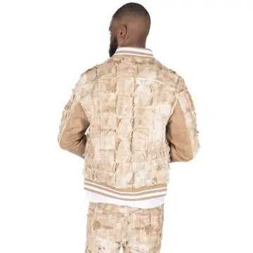 Positano Ripped Overlay Jacket - Khaki