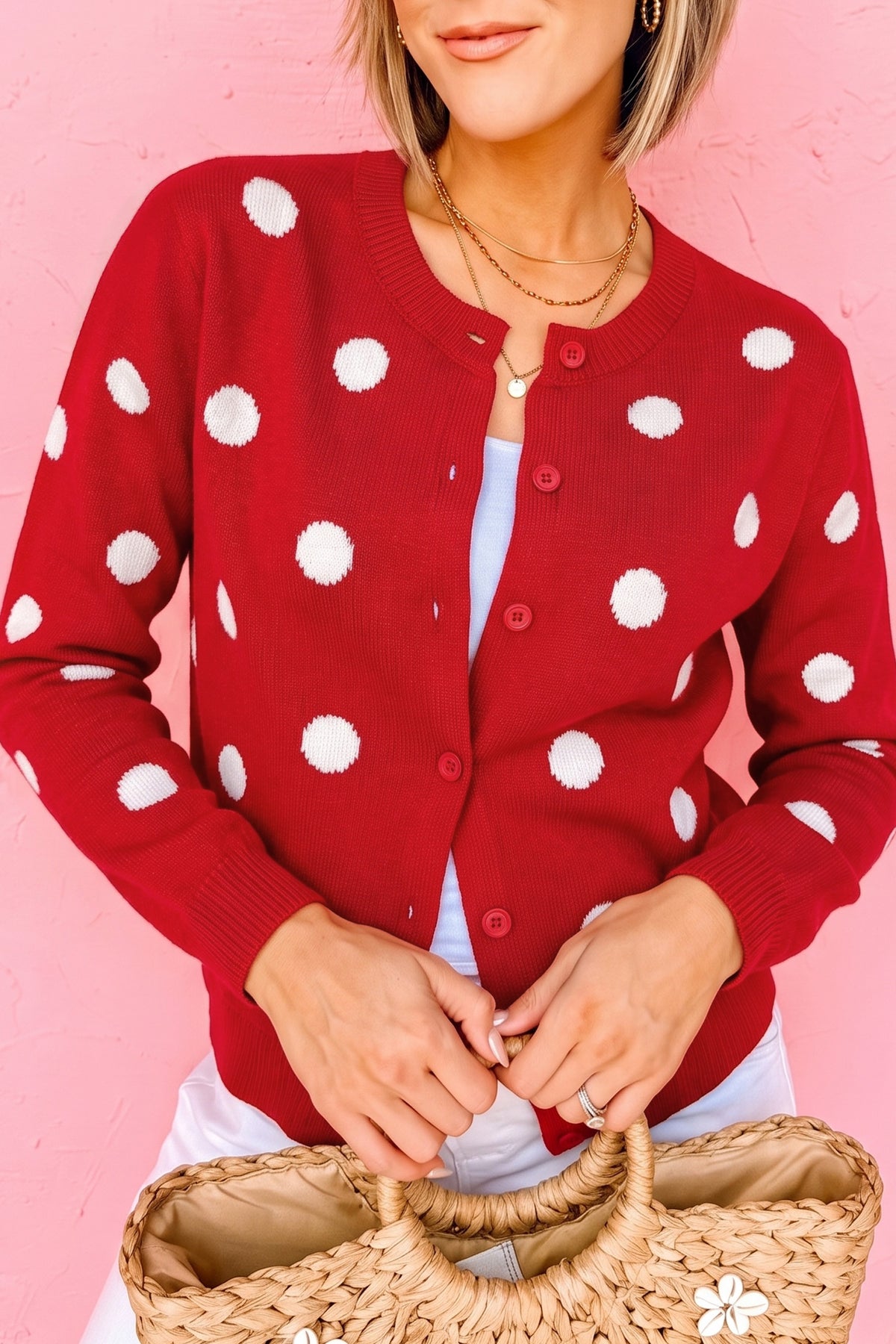 Casual Polka Dot Sweater Cardigan