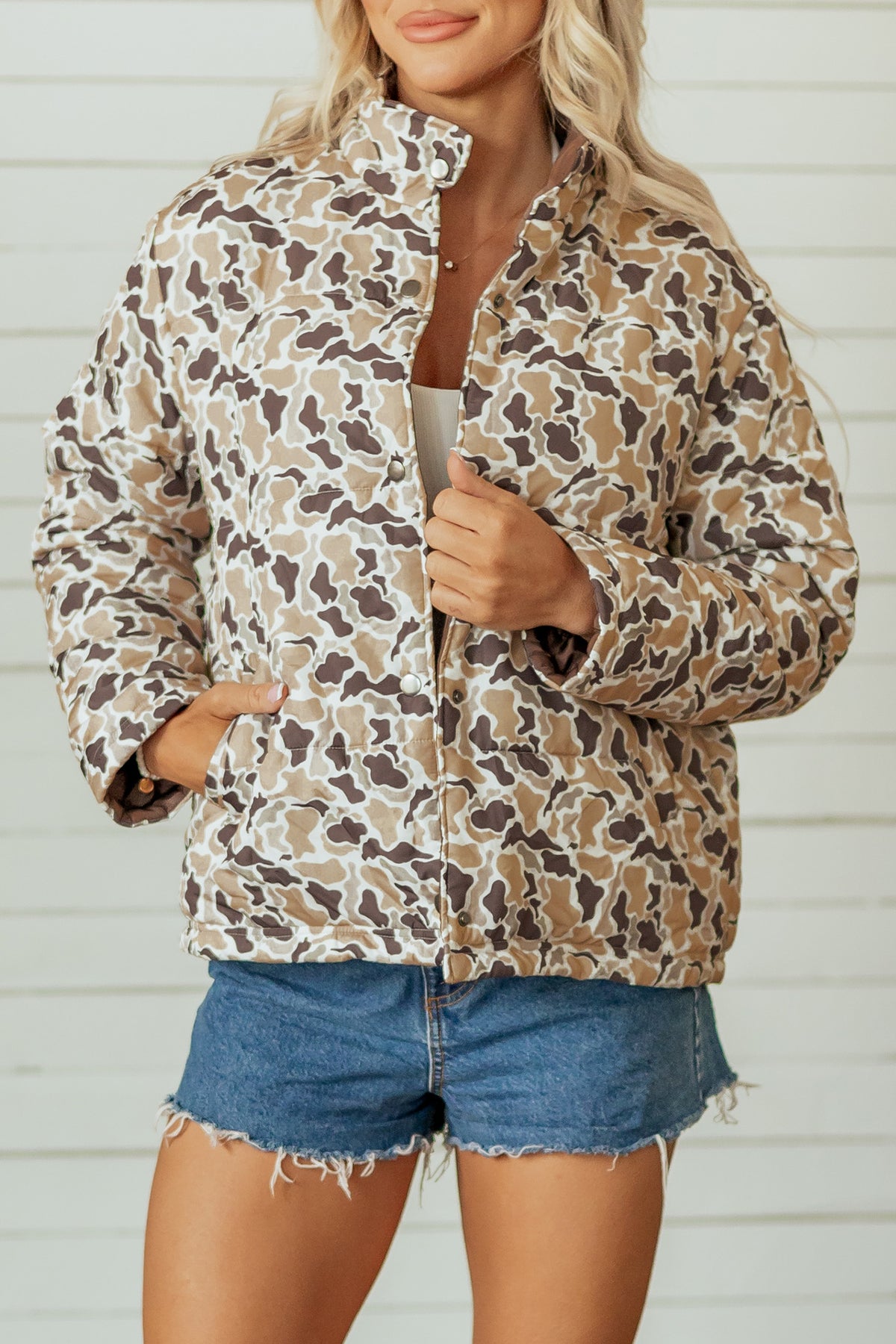 Camouflage Quilted Puffer Coat