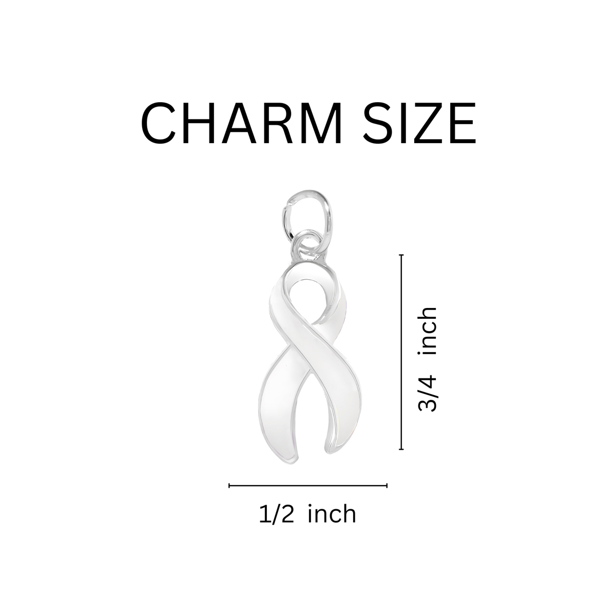 Big Heart White Ribbon Awareness Charm Key Chains