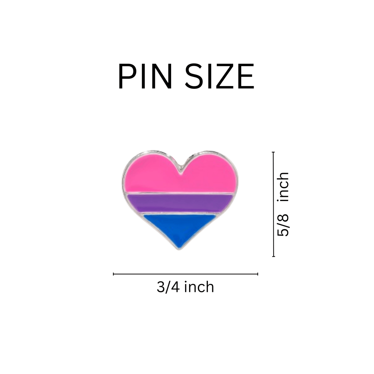 5/10/25/100 Bisexual Flag Heart Pins