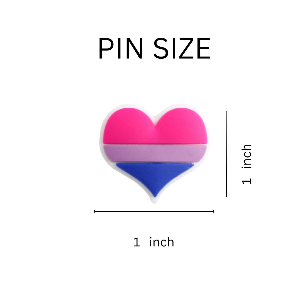 10/21/100/500 Bisexual Flag Heart Silicone Pins