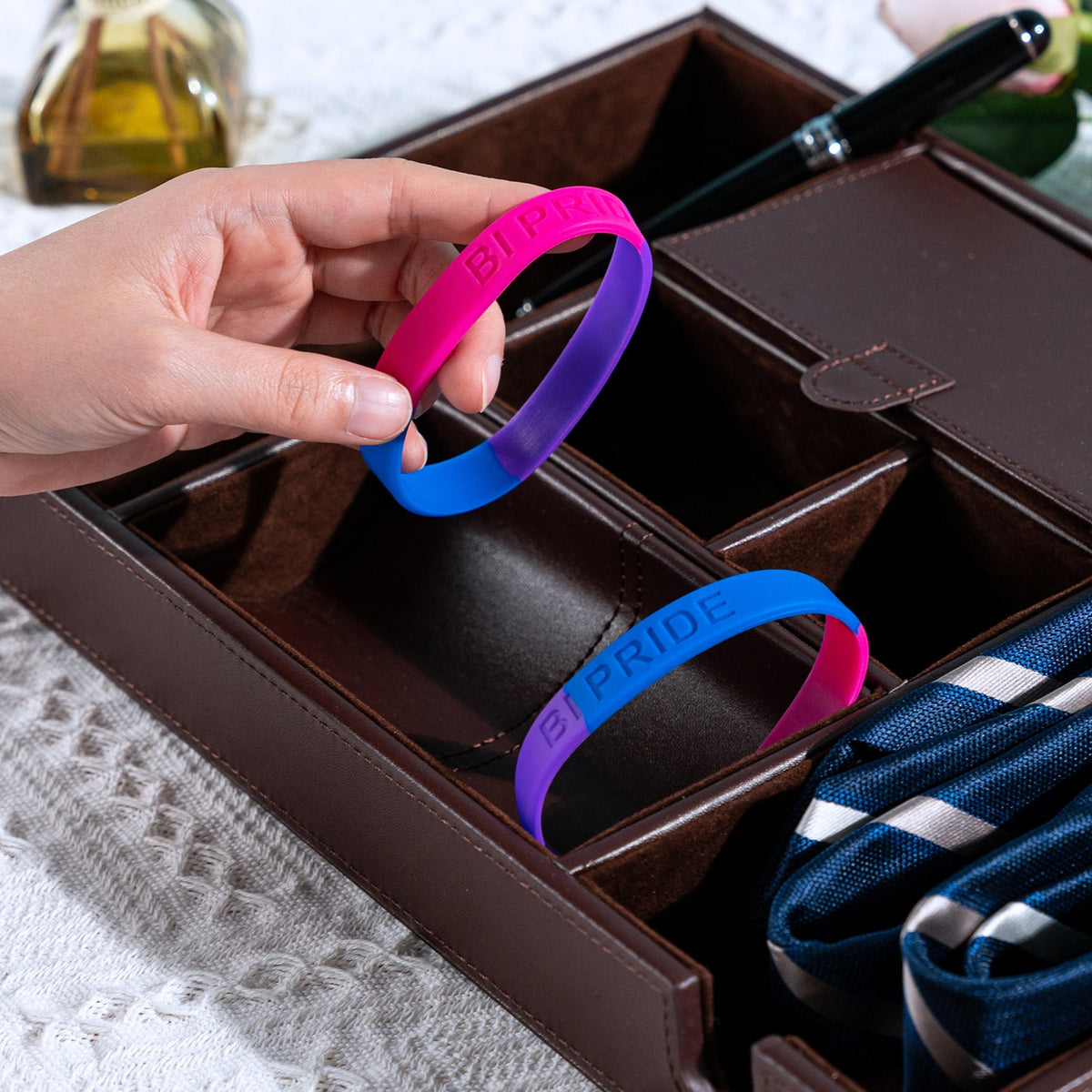 5/10/50/100 Bisexual Flag Colored Silicone Bracelets
