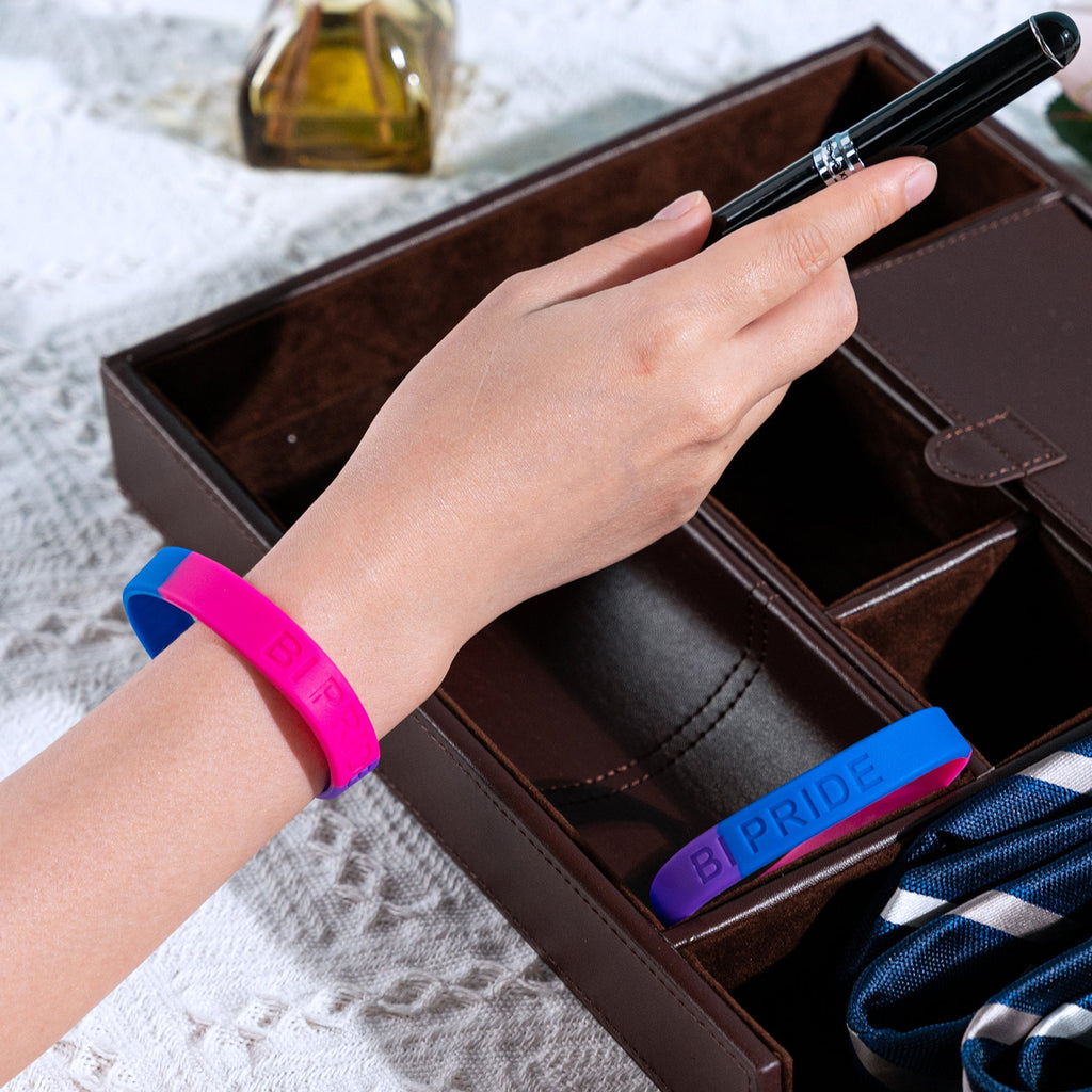 5/10/50/100 Bisexual Flag Colored Silicone Bracelets