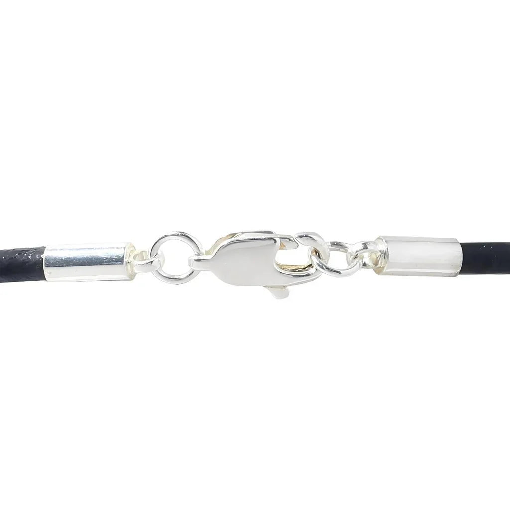 Black Cord Bracelet with Burgundy Ribbon Charm