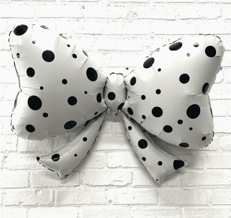 Black & White Polka Dot Bow Balloon – 40"