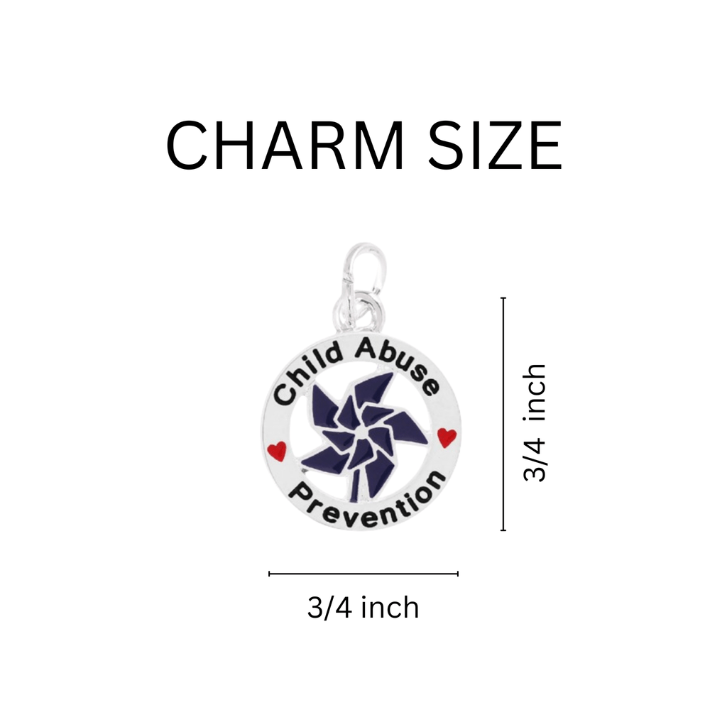 5/10/25/100 Bulk Blue Pinwheel Child Abuse Prevention Charms
