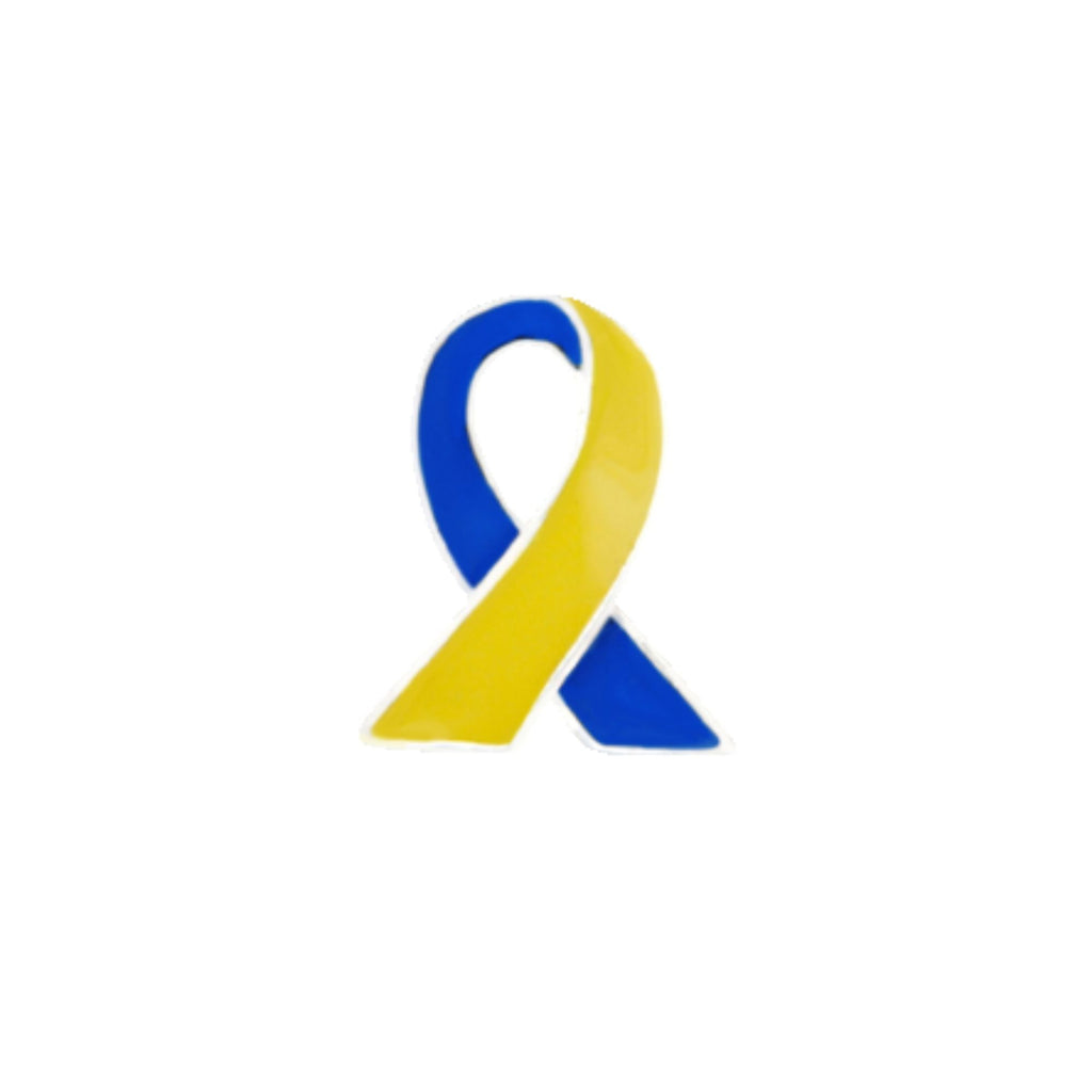 10/25/50/100 Blue & Yellow Ribbon Lapel Pins