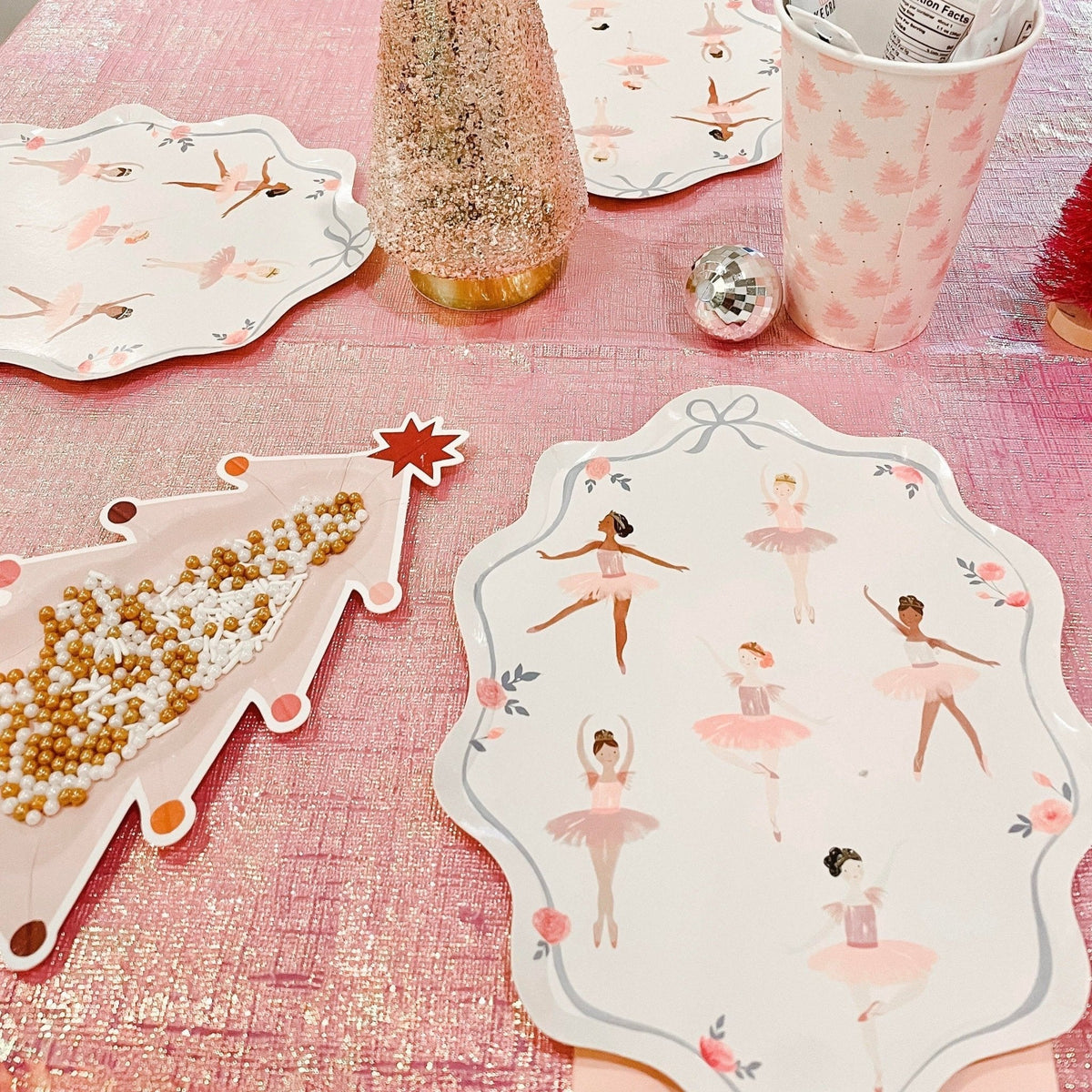Pink Christmas Tree Paper Plates