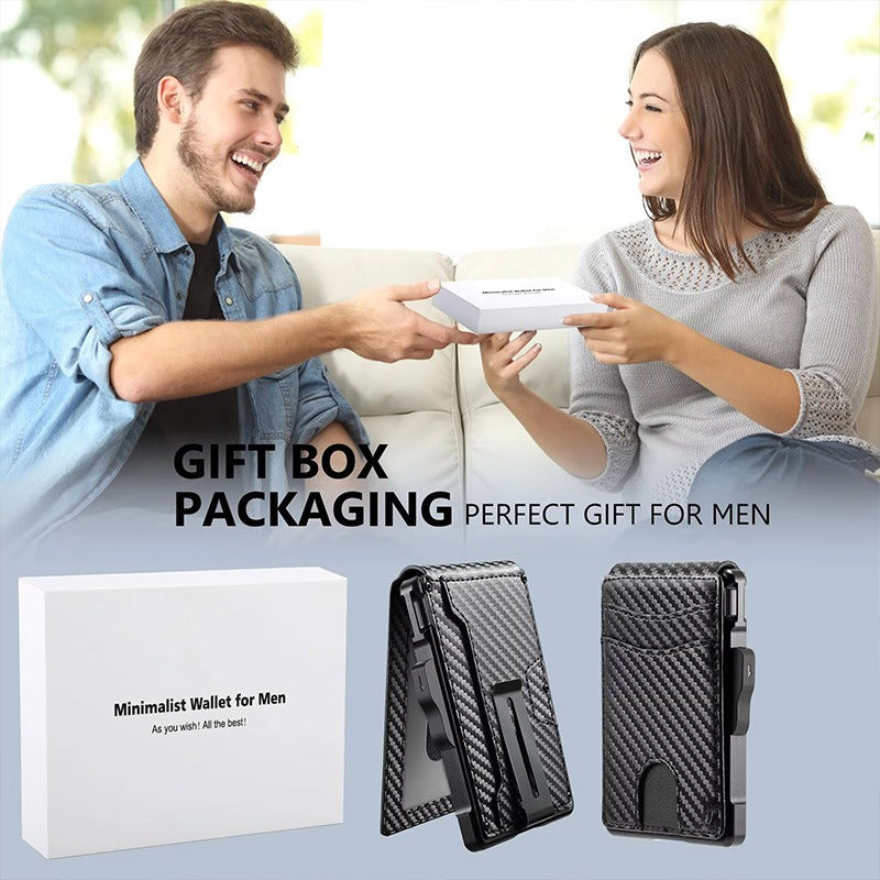 Men's Metal Magnetic Flip Card Holder Wallet