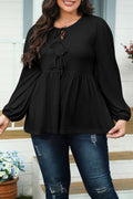 Bow Tie Front Peplum Blouse