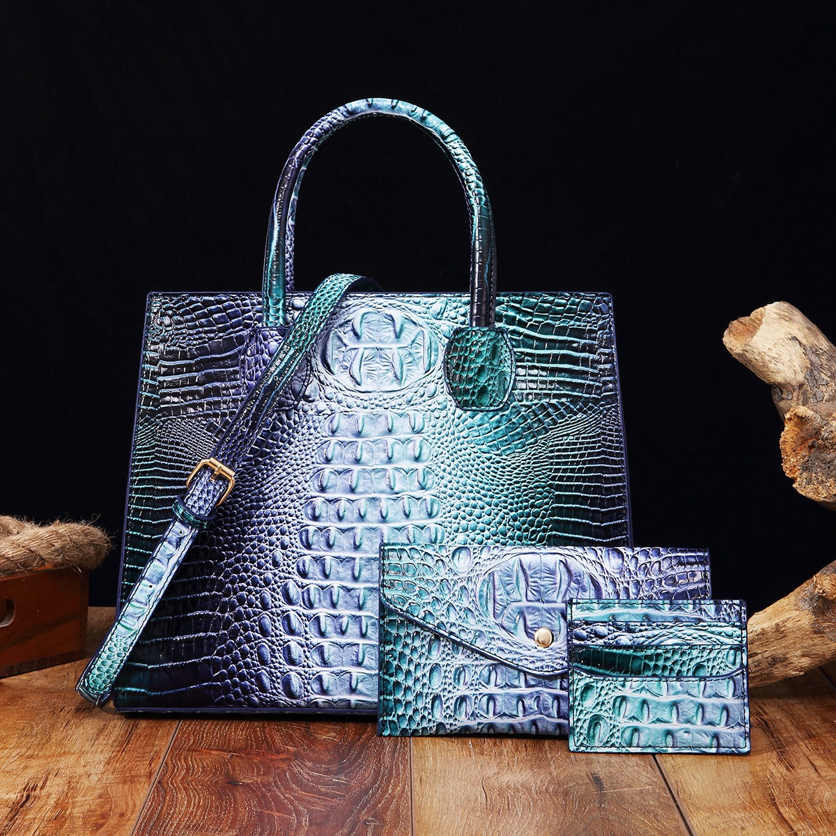 Crocodile Grain Design Tote Handbag