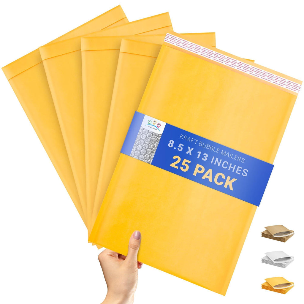 Gold Kraft Bubble Mailer Envelopes 8.5 x 13 Inch 25 Pack Mail Padded Envelopes Self Seal Kraft Bubble Mailers Tear Resistant Mailing Envelope Padded. Sturdy Paper Mailer