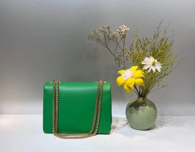 Candy-Green Leather Tote Bag