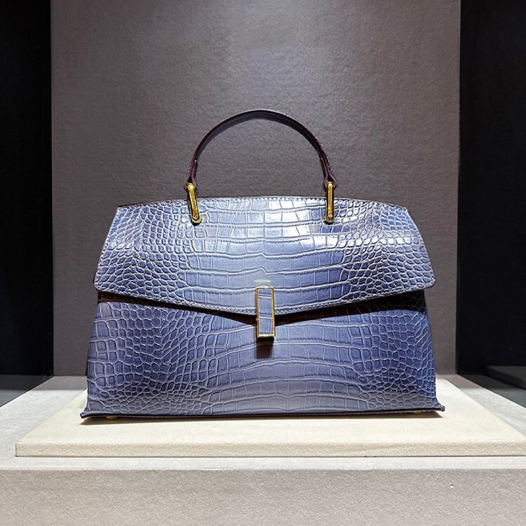Crocodile Pattern Leather Crossbody Handbag