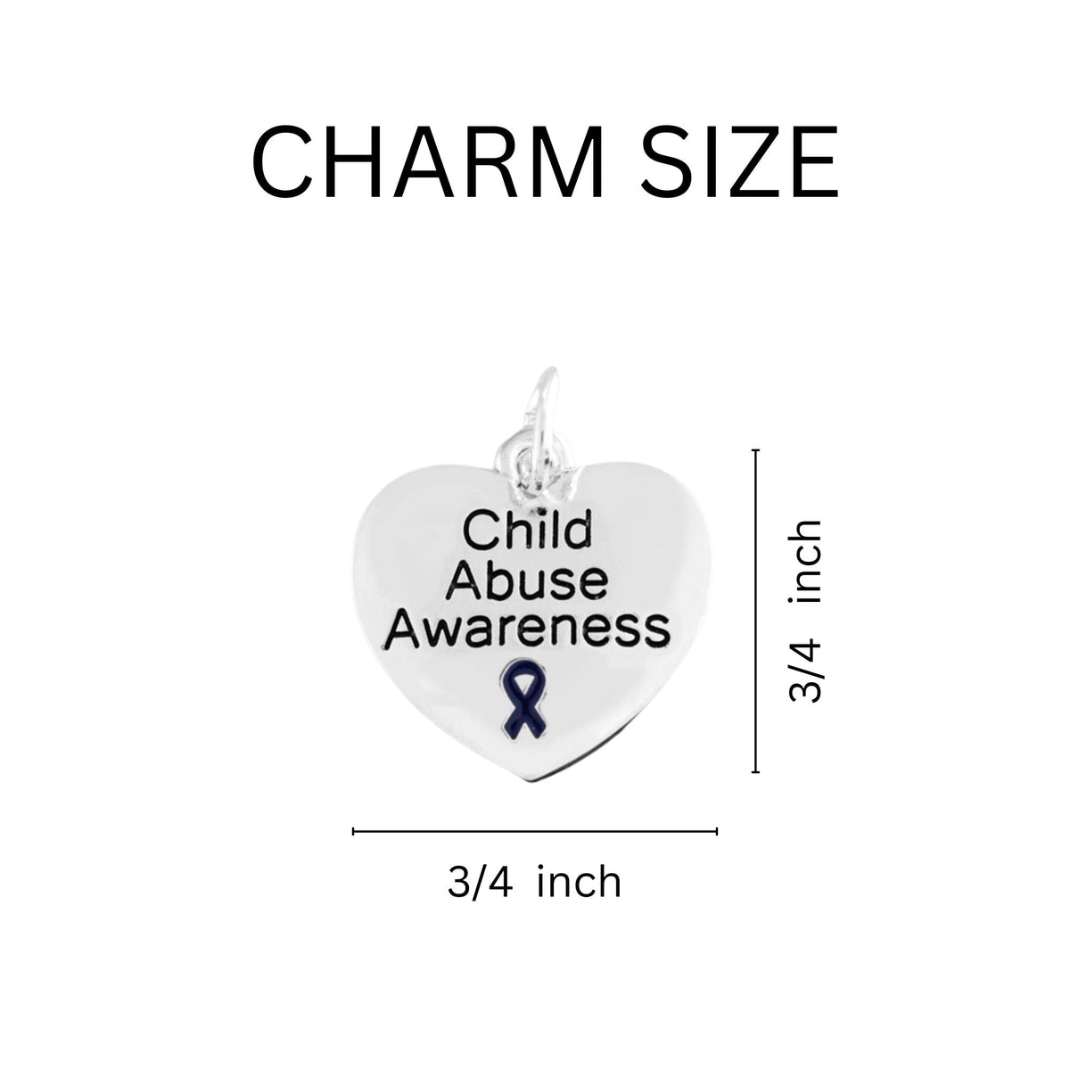 5/10/25/100 Bulk Child Abuse Awareness Dark Blue Ribbon Heart Charm Split Style Key Chains