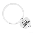 5/10/25/100 Bulk Child Abuse Awareness Dark Blue Ribbon Heart Charm Split Style Key Chains