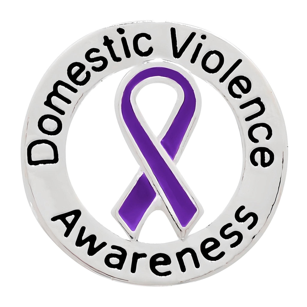 5/10/25/100 Bulk Circle Domestic Violence Awareness Ribbon Pins