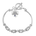 Colon Cancer Awareness Heart Charm Partial Beaded Bracelet