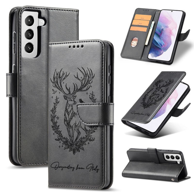 Deer-Print Leather Phone Case