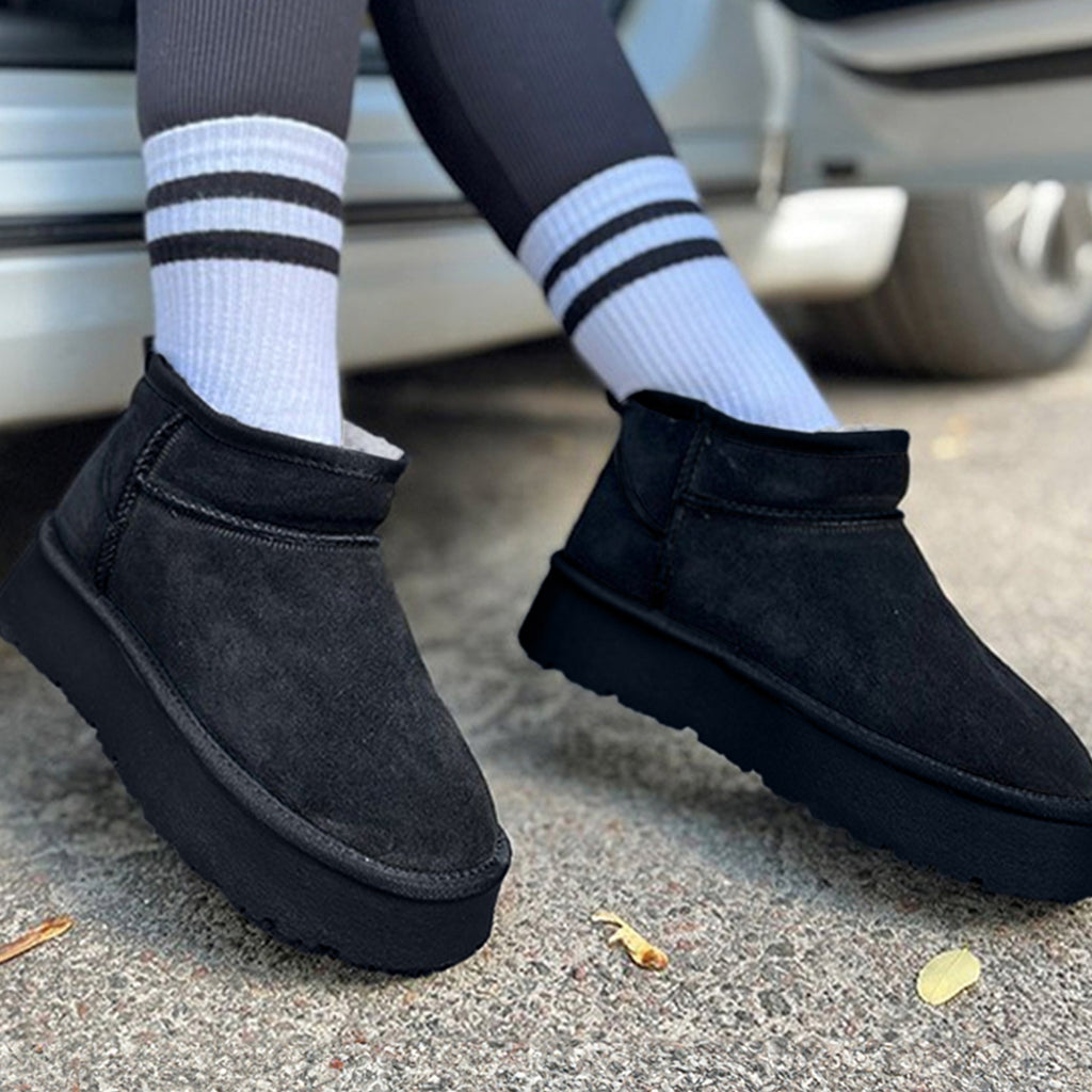 Faux Fur Lined Suede Ankle Snow Boots