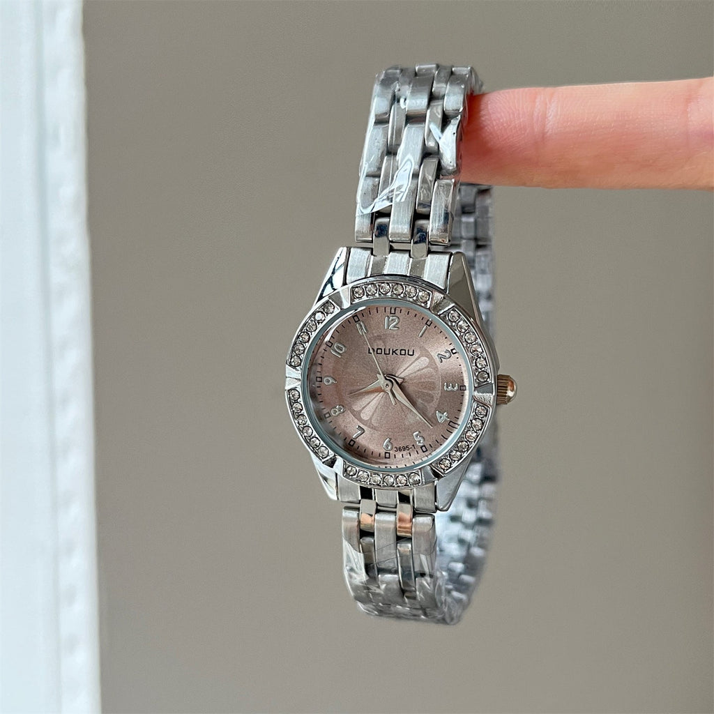 New Womens Watch With Steel Band Small Dial And Diamond Accents