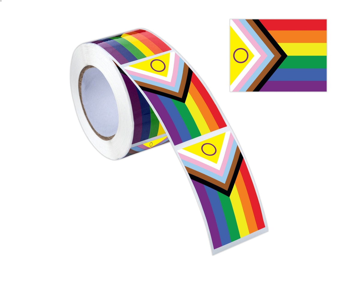 250 Daniel Quasar Intersex-Inclusive Flag Stickers (250 per Roll)