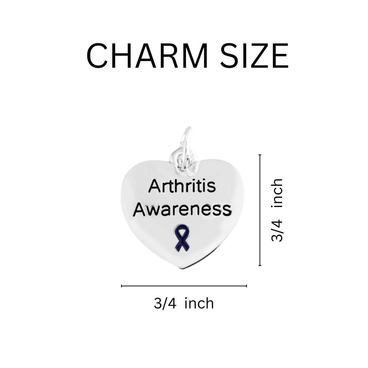 5/10/25/100 Bulk Dark Blue Ribbon Arthritis Awareness Heart Charms