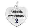 5/10/25/100 Bulk Dark Blue Ribbon Arthritis Awareness Heart Charms