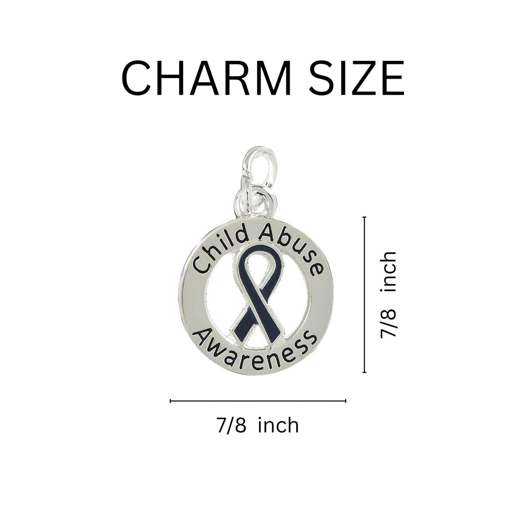 5/10/25/100 Bulk Dark Blue Ribbon Child Abuse Awareness Split Style Keychains