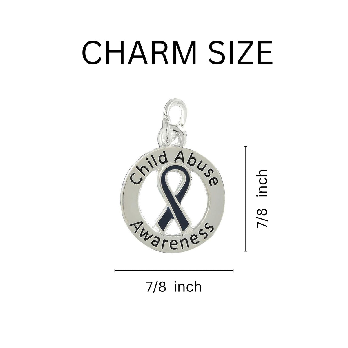 5/10/25/100 Bulk Dark Blue Ribbon Child Abuse Awareness Split Style Keychains