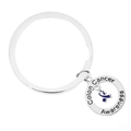 5/10/25/100 Bulk Dark Blue Ribbon Colon Cancer Awareness Split Style Keychains