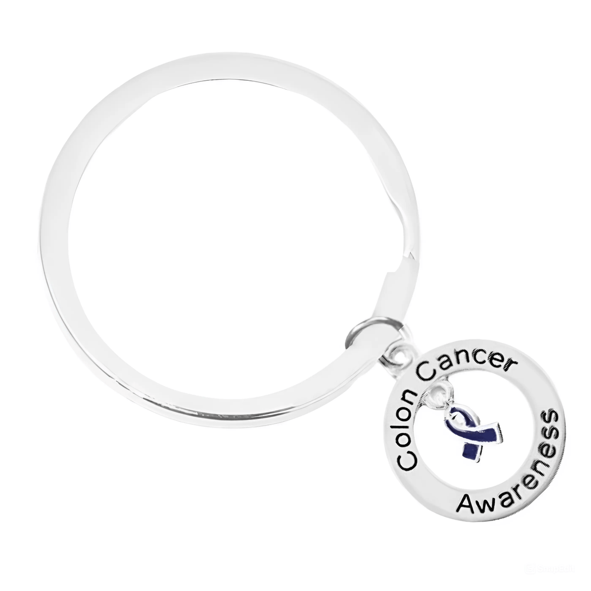 5/10/25/100 Bulk Dark Blue Ribbon Colon Cancer Awareness Split Style Keychains