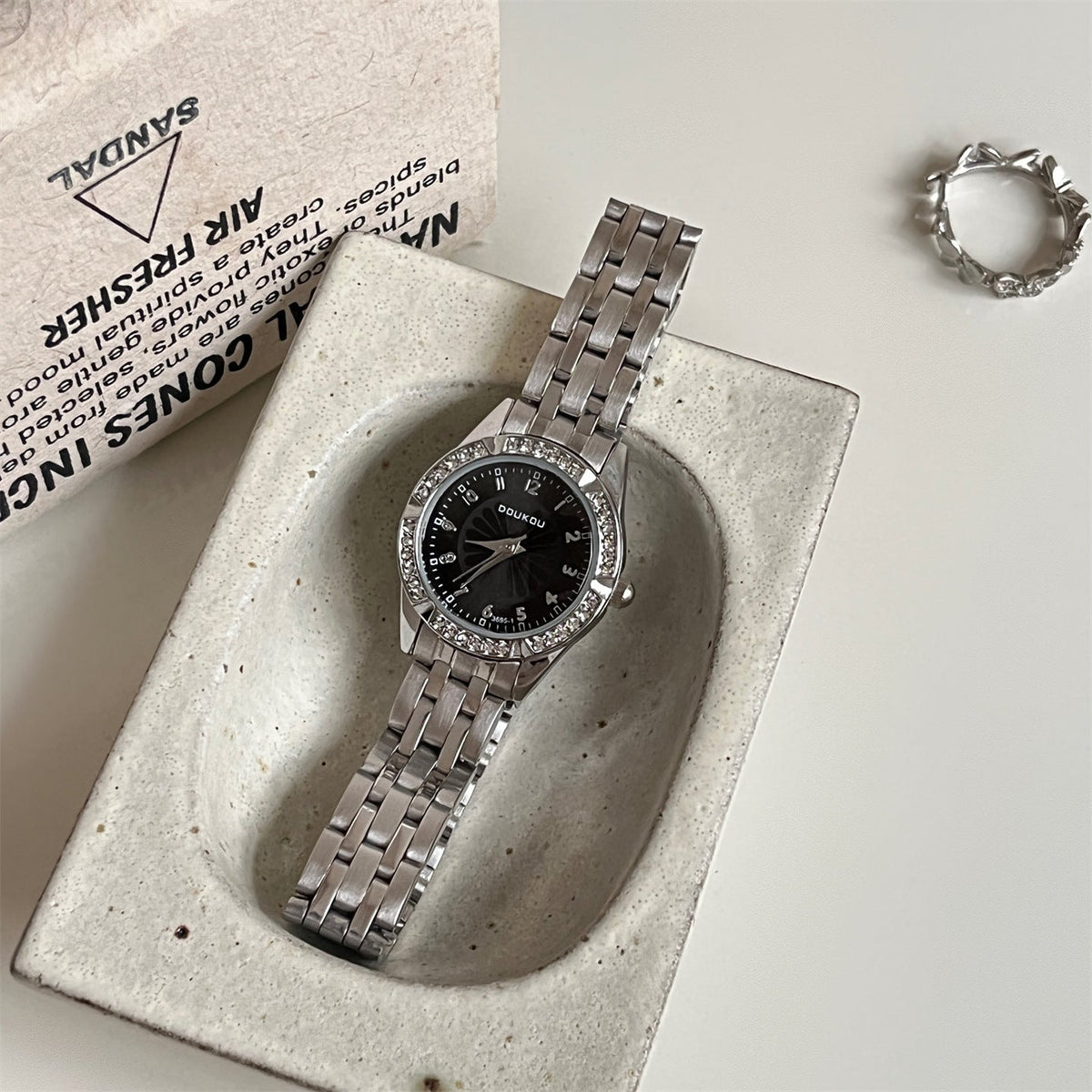 New Womens Watch With Steel Band Small Dial And Diamond Accents
