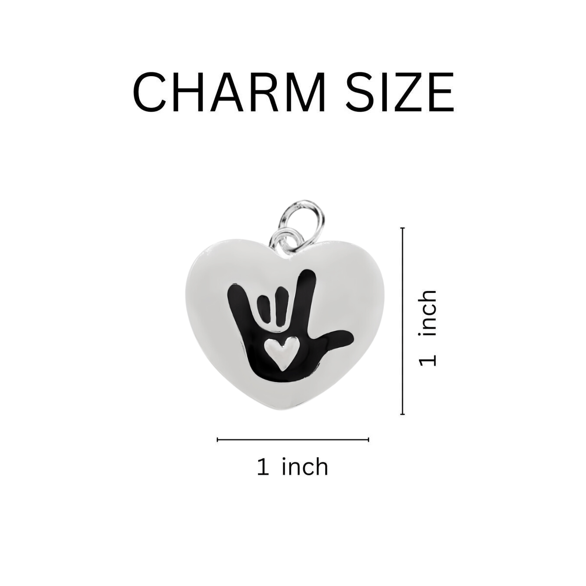 5/10/25/100 Bulk Deaf Sign Language for I love You Heart Charms