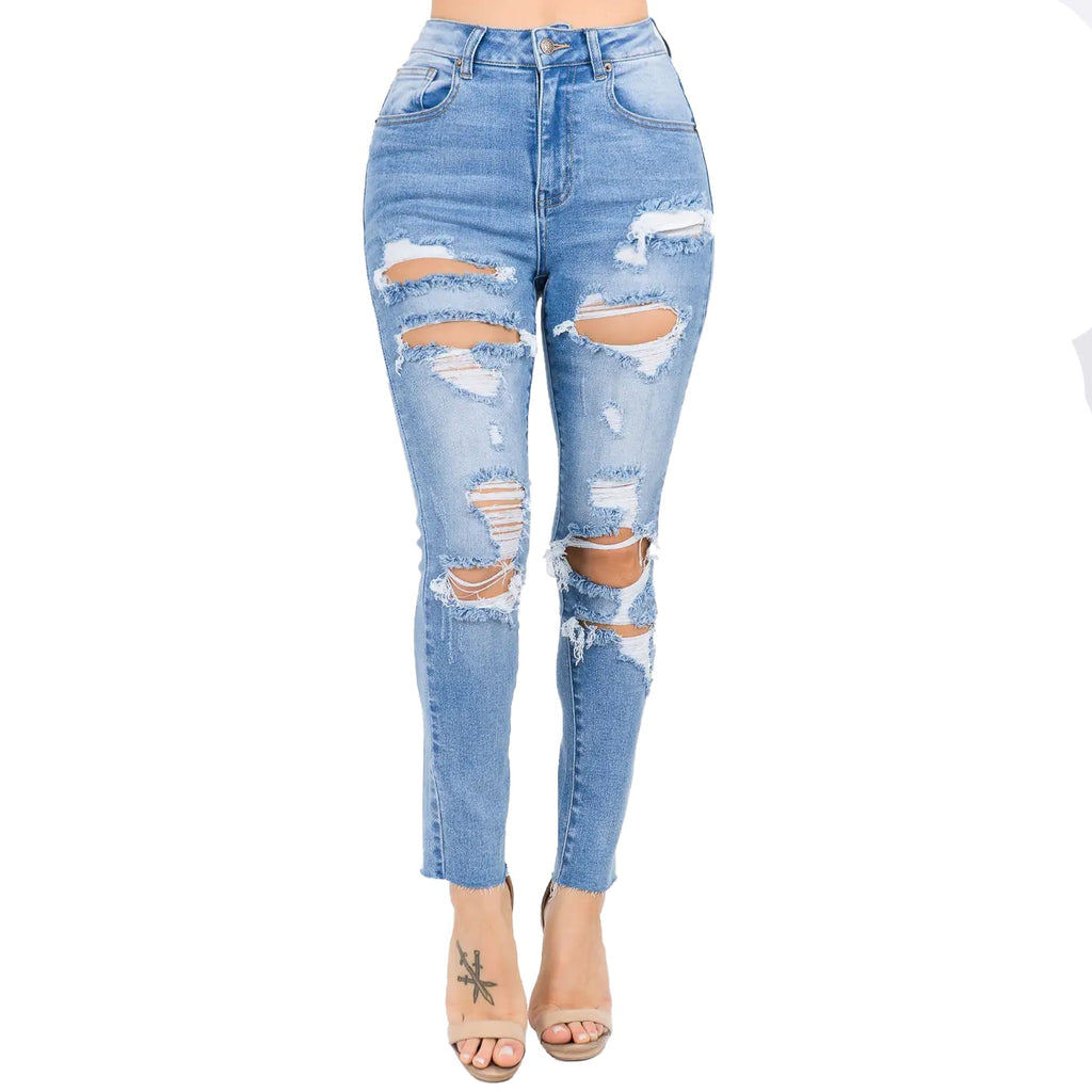 Curvy High Waist Destroyed Jeans