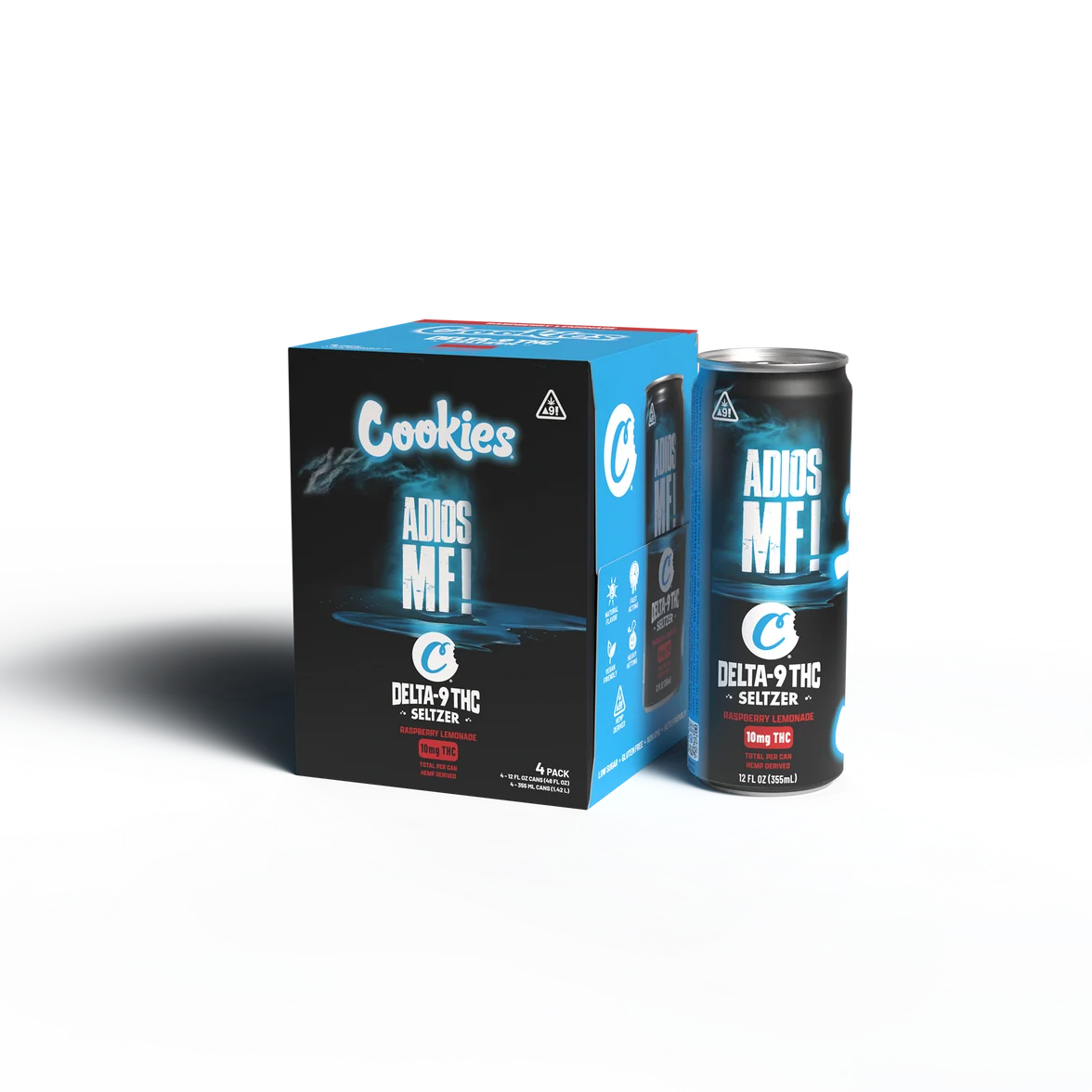 Cookies - Delta 9/THC Seltzer Can 10mg - Adios MF - 4 Pack