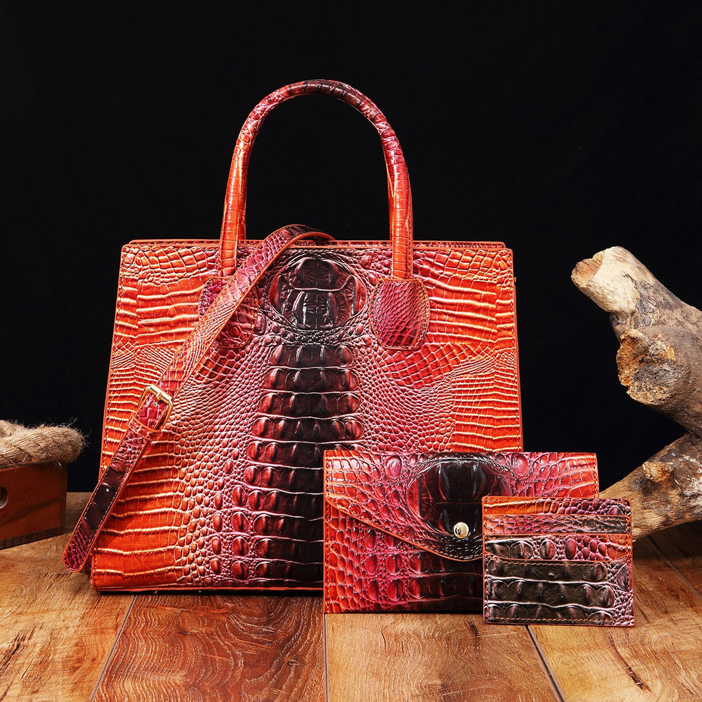 Crocodile Grain Design Tote Handbag