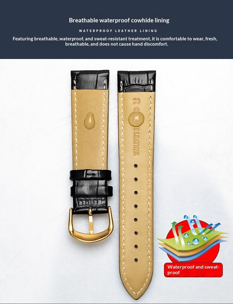 Double-sided Genuine Leather Watch Strap Made From Top-layer Calfskin