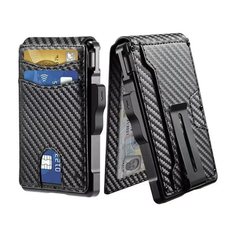 Men's Metal Magnetic Flip Card Holder Wallet