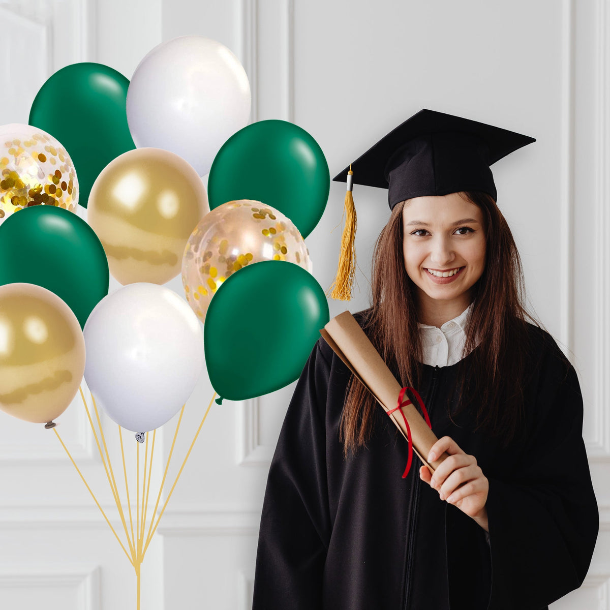 Green and Gold Graduation 2026 Balloon Bouquet