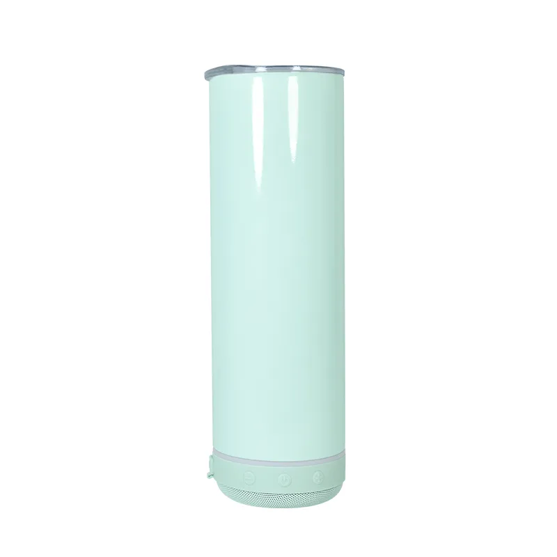 20oz Sublimation Macaroon Bluetooth Speaker Tumblers Stainless Double Wall Sublimation Skinny Straight Tumblers