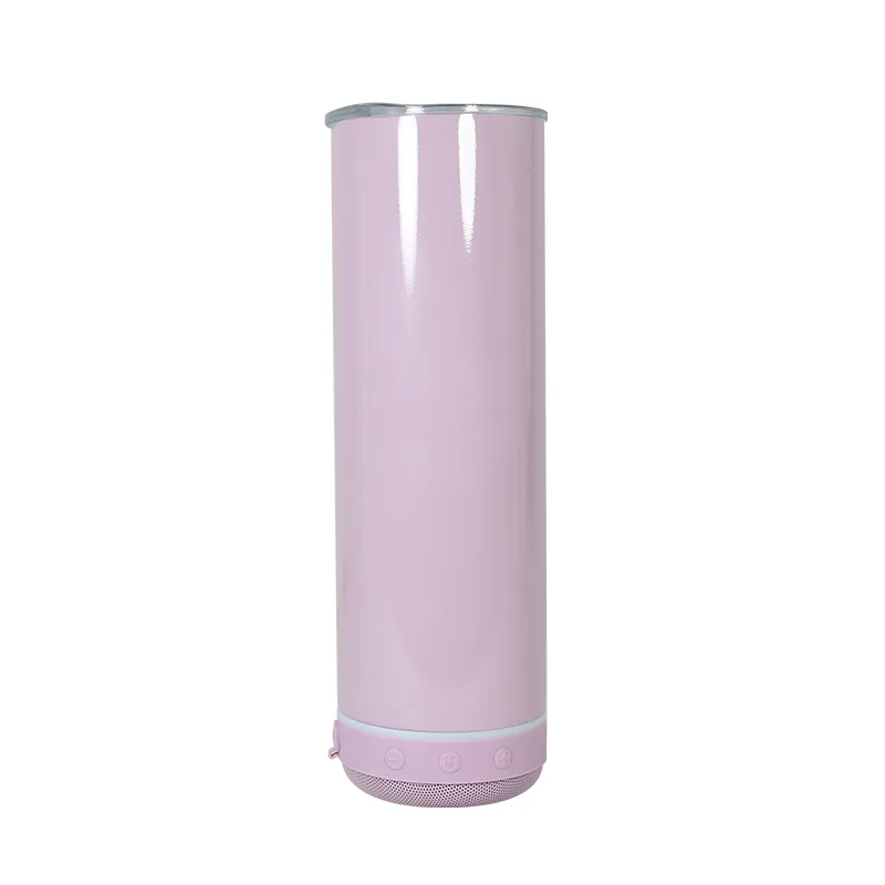 20oz Sublimation Macaroon Bluetooth Speaker Tumblers Stainless Double Wall Sublimation Skinny Straight Tumblers